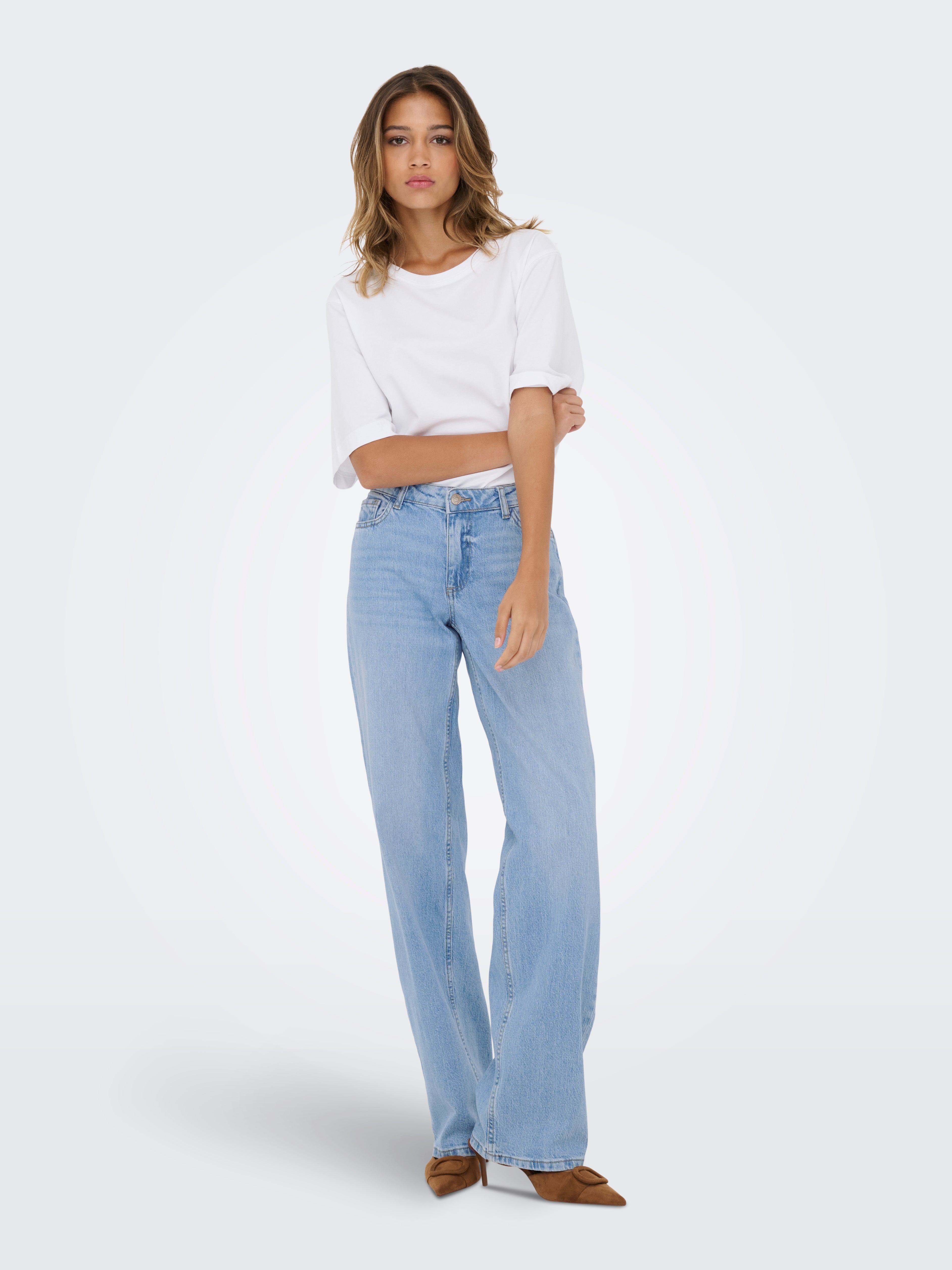 JDY Damen Straight Fit Jeans Niedrige Taille Stretch-Denim