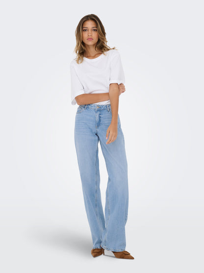 JDY Damen Straight Fit Jeans Niedrige Taille Stretch-Denim