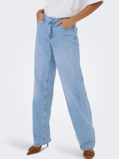 JDY Damen Straight Fit Jeans Niedrige Taille Stretch-Denim