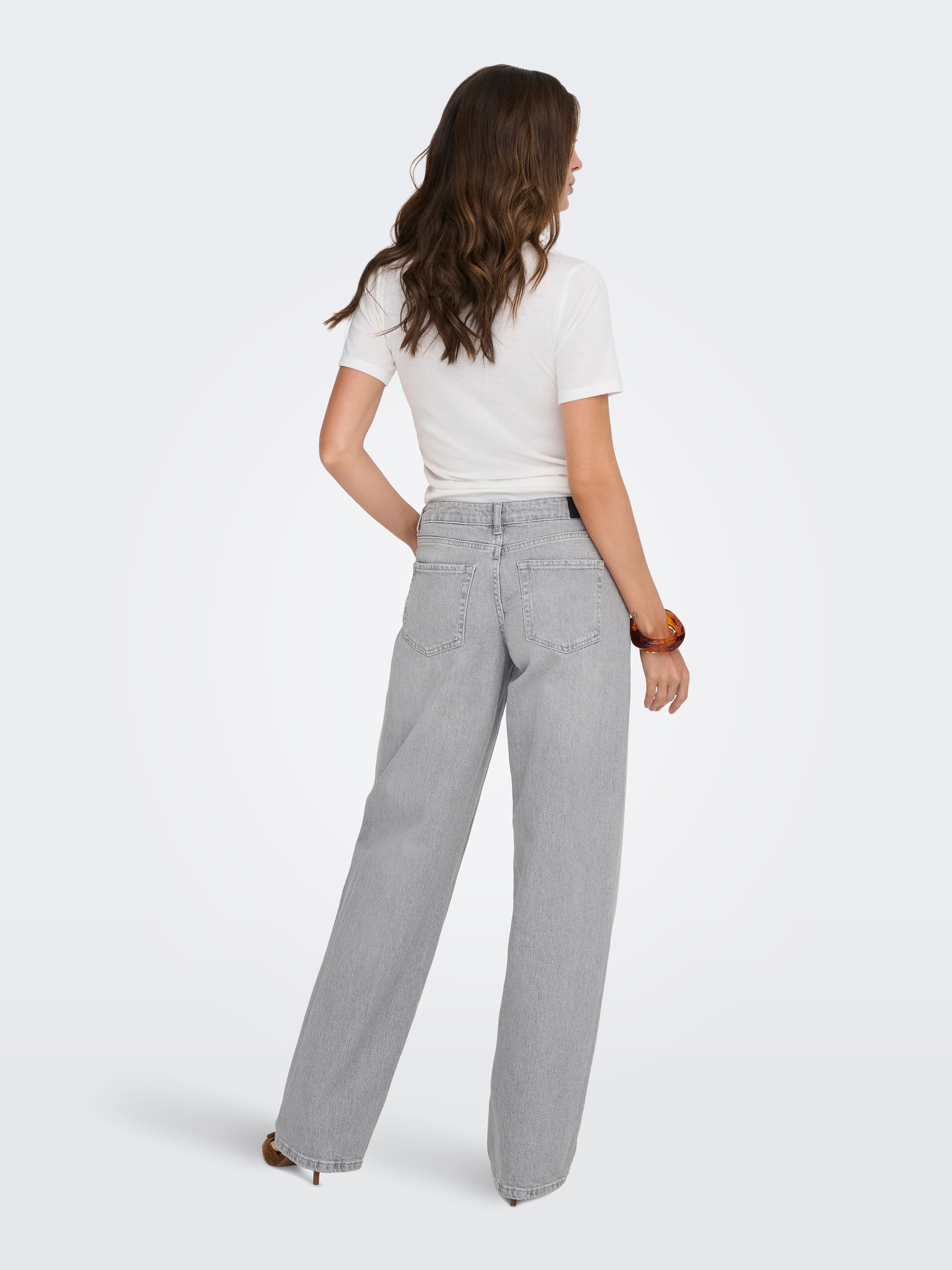 JDY Damen Straight Fit Jeans Niedrige Taille Stretch-Baumwoll-Denim