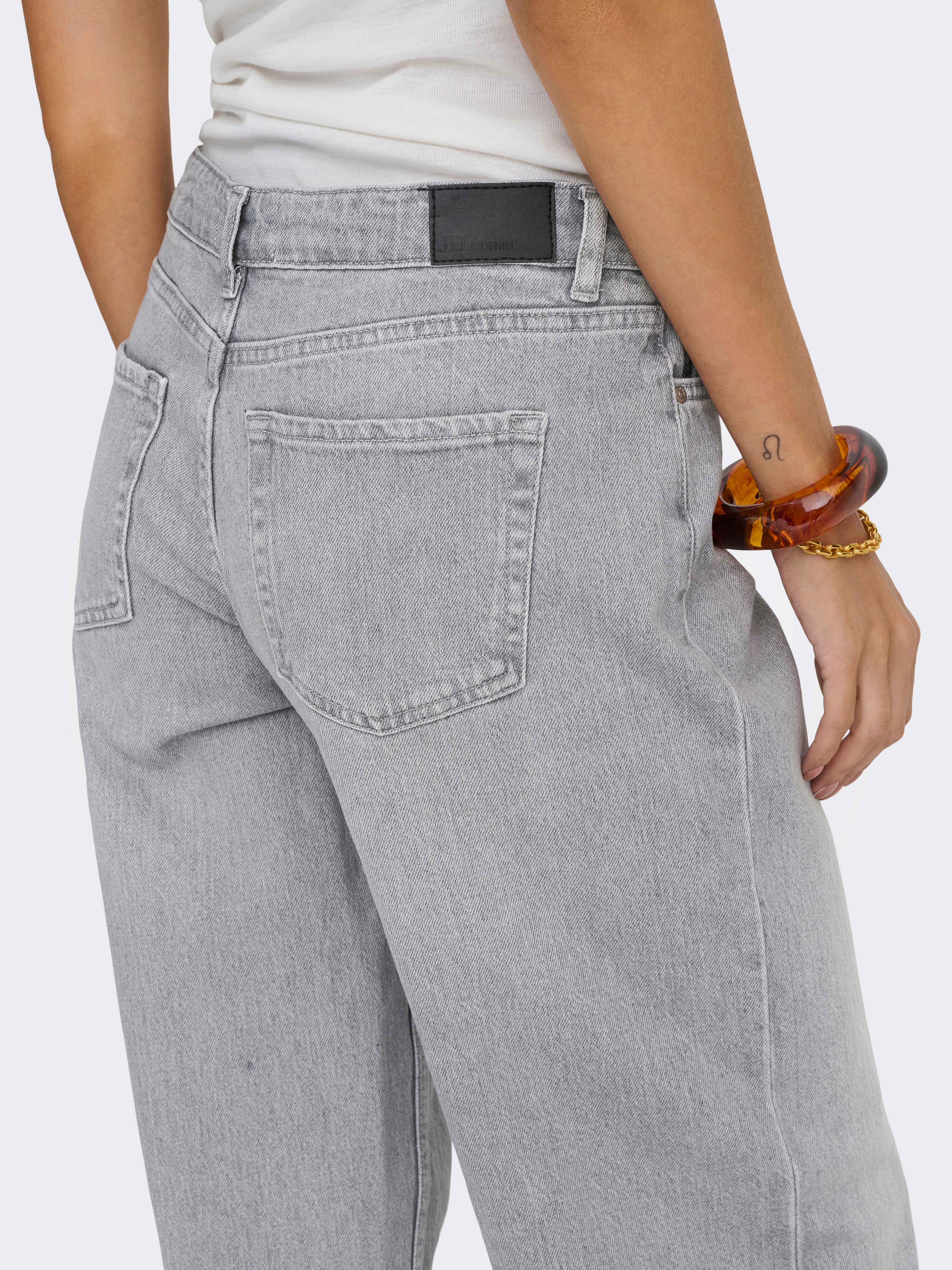 JDY Damen Straight Fit Jeans Niedrige Taille Stretch-Baumwoll-Denim