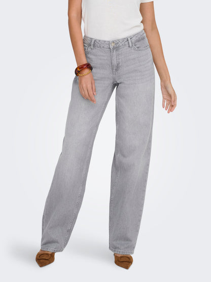 JDY Damen Straight Fit Jeans Niedrige Taille Stretch-Baumwoll-Denim