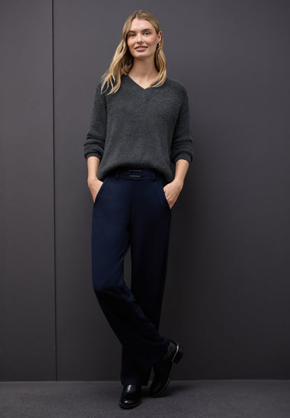 Street One Damen V-Neck Pullover Federgarn-Qualität Langarm