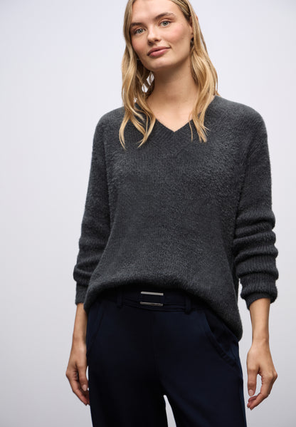 Street One Damen V-Neck Pullover Federgarn-Qualität Langarm