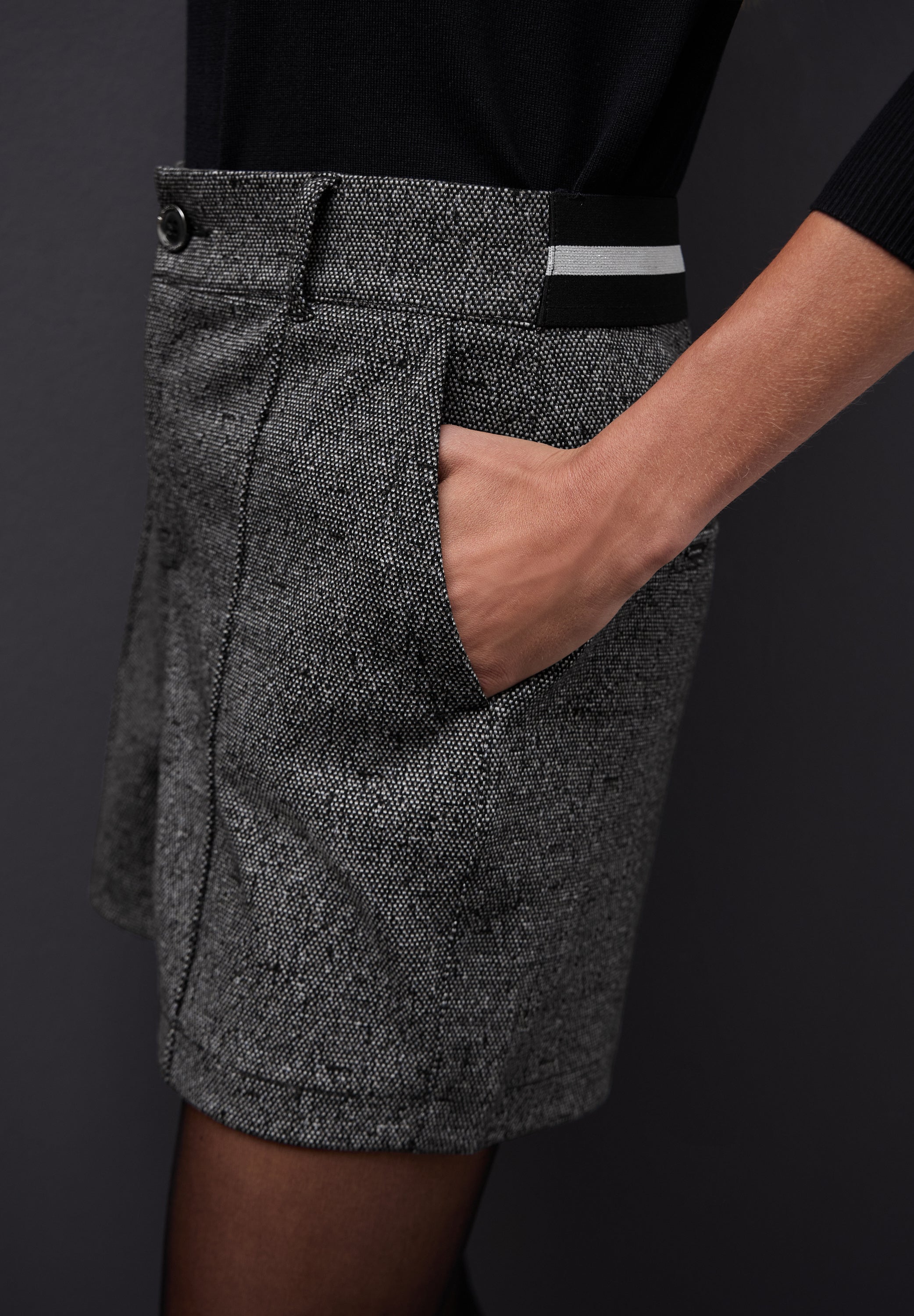 Street One Damen Bermuda Casual Fit Glitzer-Look High Waist