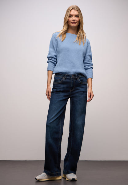 Street One Damen Strickpullover U-Boot-Ausschnitt Chenille-Qualität