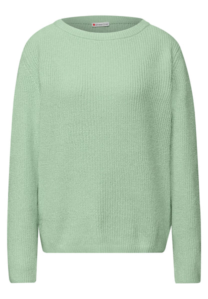 Street One Damen Strickpullover U-Boot-Ausschnitt Chenille-Qualität