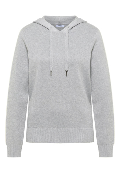 CECIL Damen Jacquard Hoodie Sportiver Pullover mit Tape und Kapuze