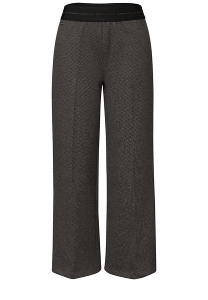 Street One Damen Hose Casual Fit High Waist Wide Legs Elastischer Bund