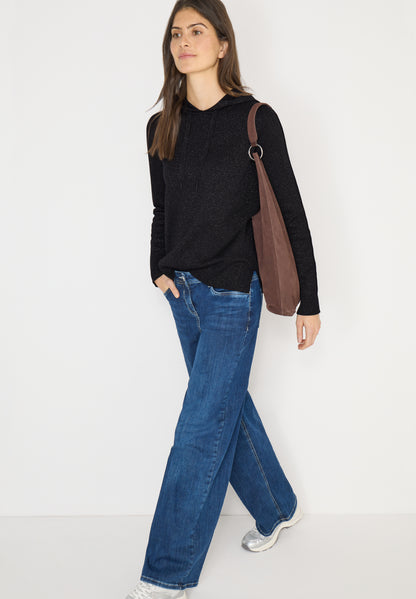 CECIL Damen Jacquard Hoodie Sportiver Pullover mit Tape und Kapuze