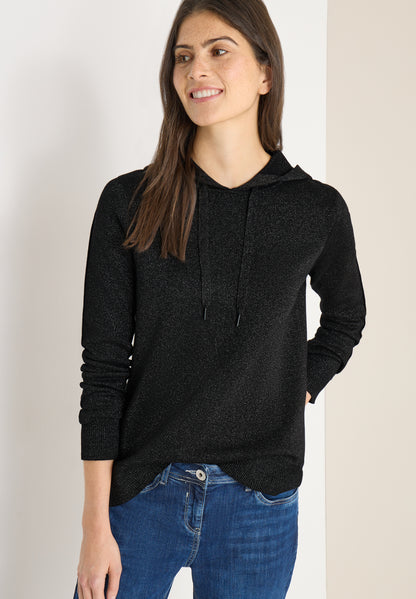 CECIL Damen Jacquard Hoodie Sportiver Pullover mit Tape und Kapuze