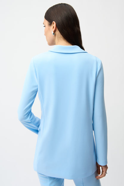 Longblazer Damen Jersey Reverskragen Einknopfverschluss