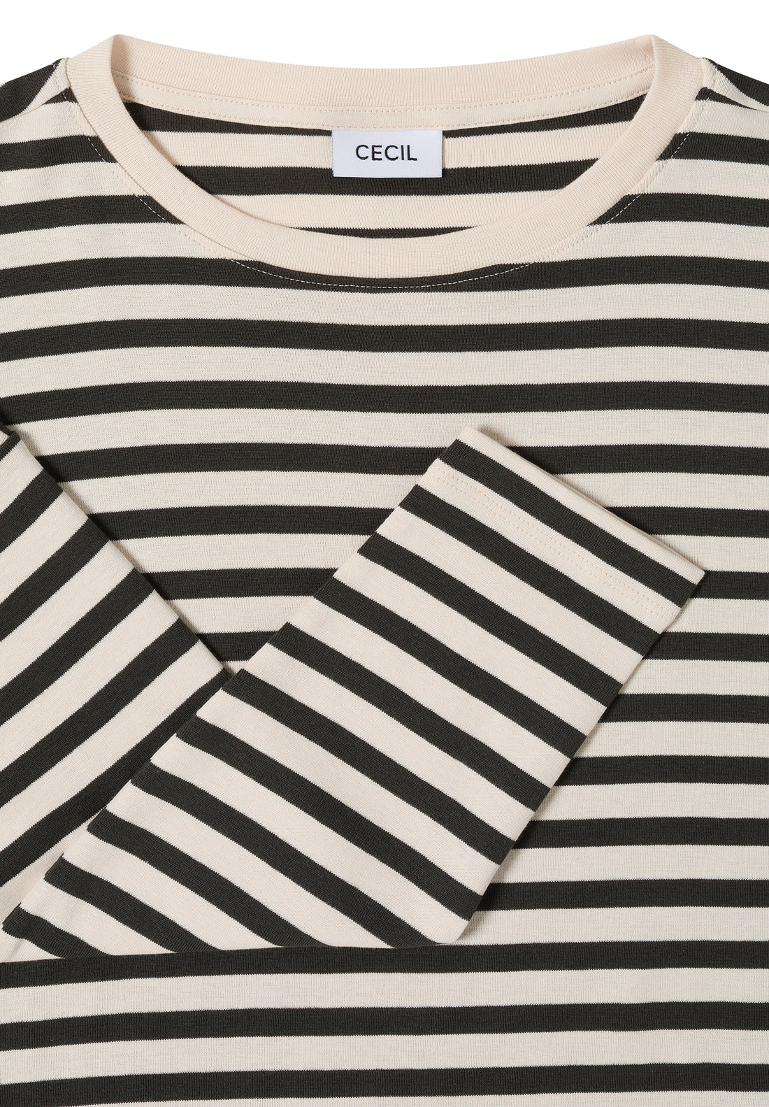 CECIL Damen Langarmshirt U-Boot-Ausschnitt Baumwolle Streifenmuster