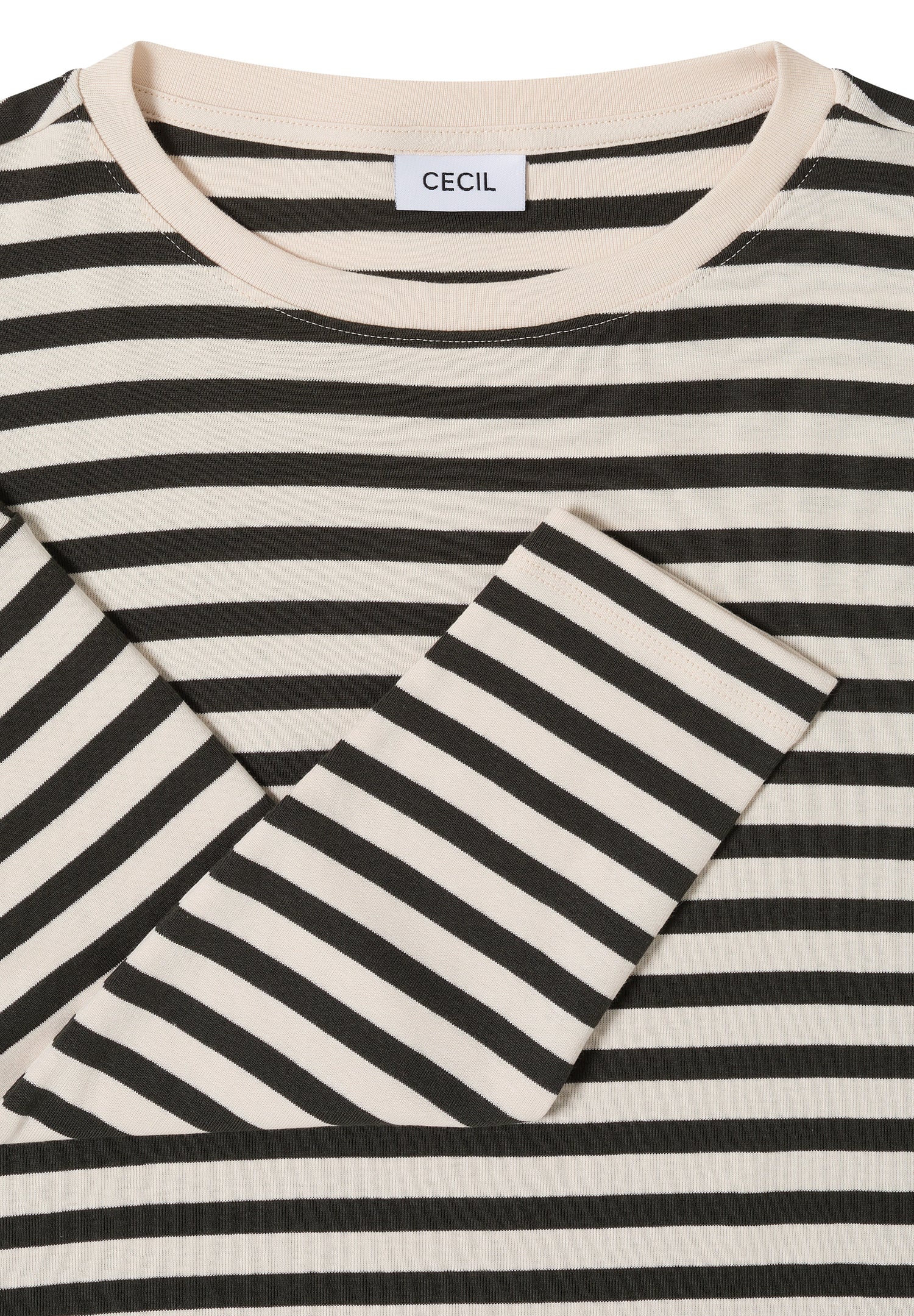 CECIL Damen Langarmshirt U-Boot-Ausschnitt Baumwolle Streifenmuster