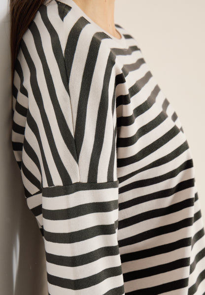 CECIL Damen Langarmshirt U-Boot-Ausschnitt Baumwolle Streifenmuster