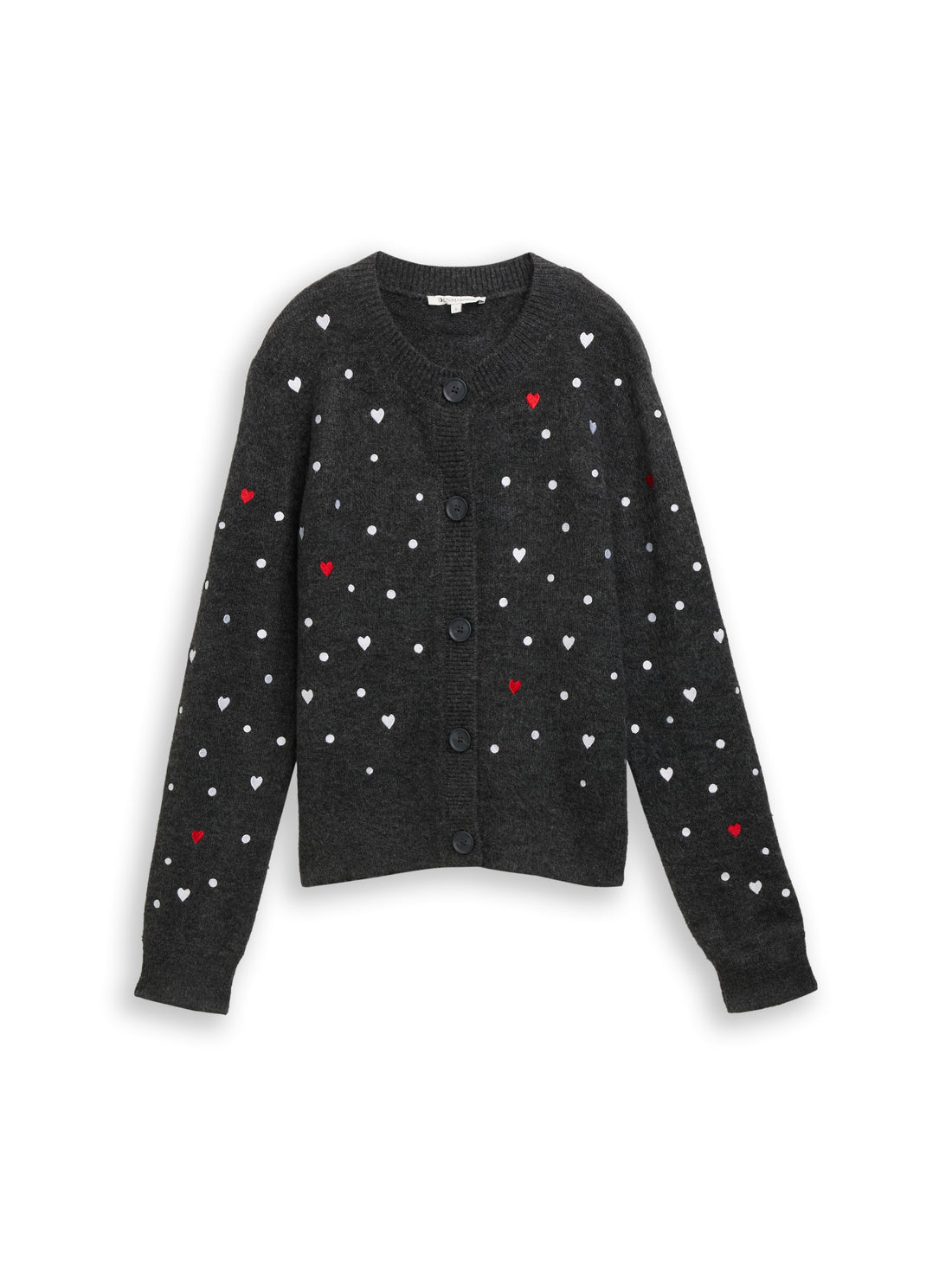 Tom Tailor Denim Female Strickjacke Herz- und Punkt-Stickereien