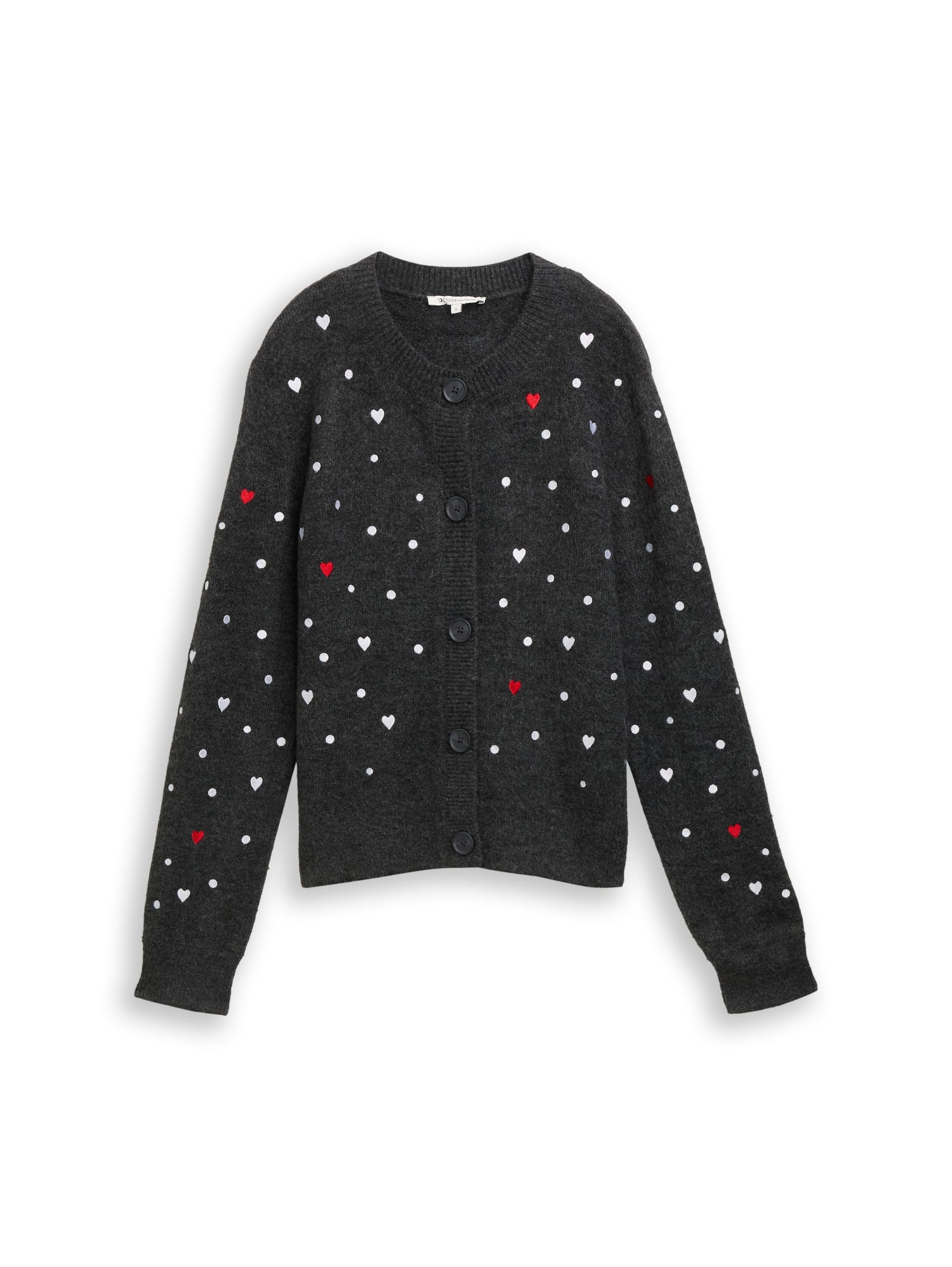 Tom Tailor Denim Female Strickjacke Herz- und Punkt-Stickereien