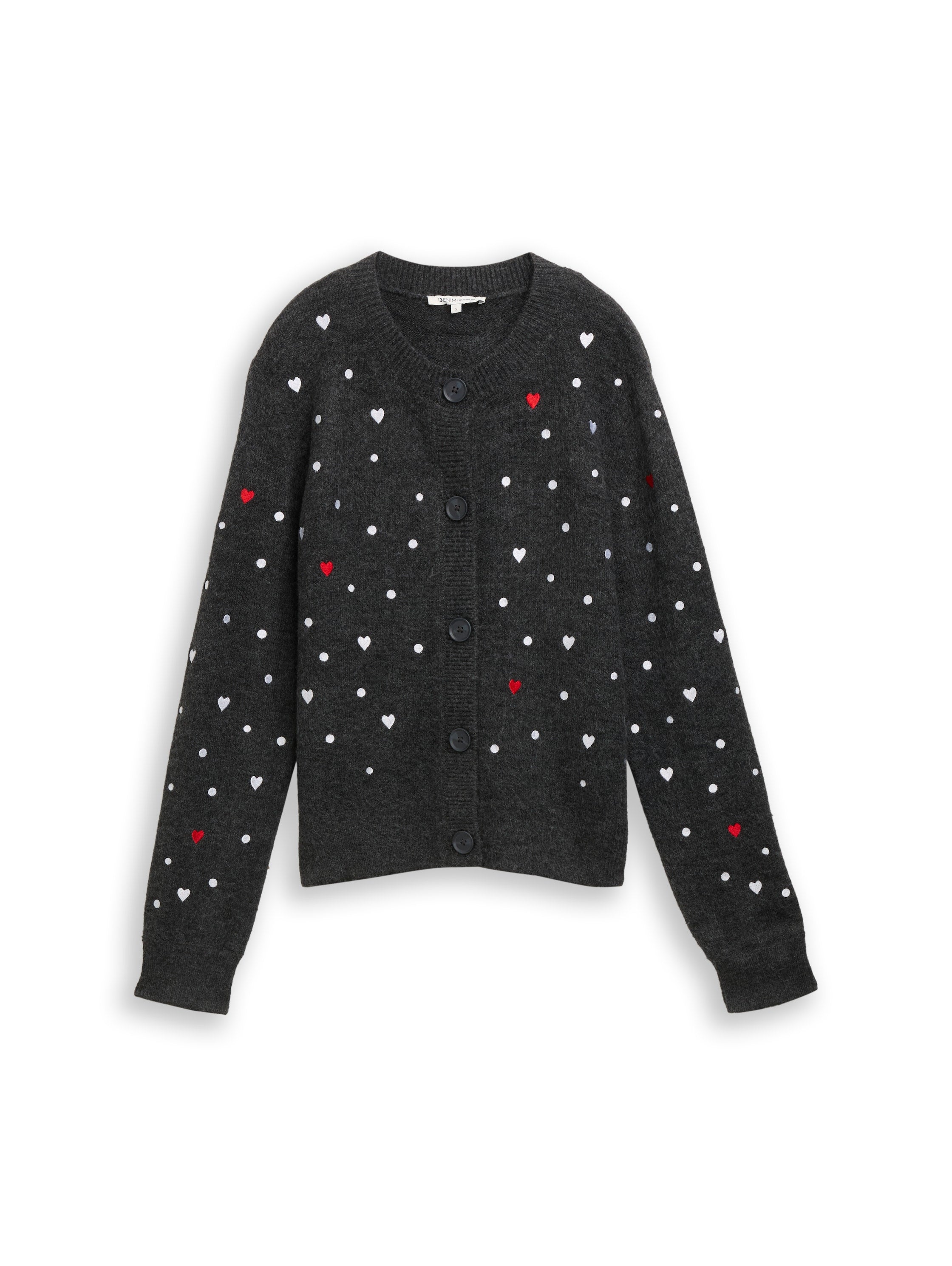 Tom Tailor Denim Female Strickjacke Herz- und Punkt-Stickereien