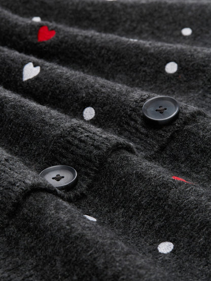 Tom Tailor Denim Female Strickjacke Herz- und Punkt-Stickereien