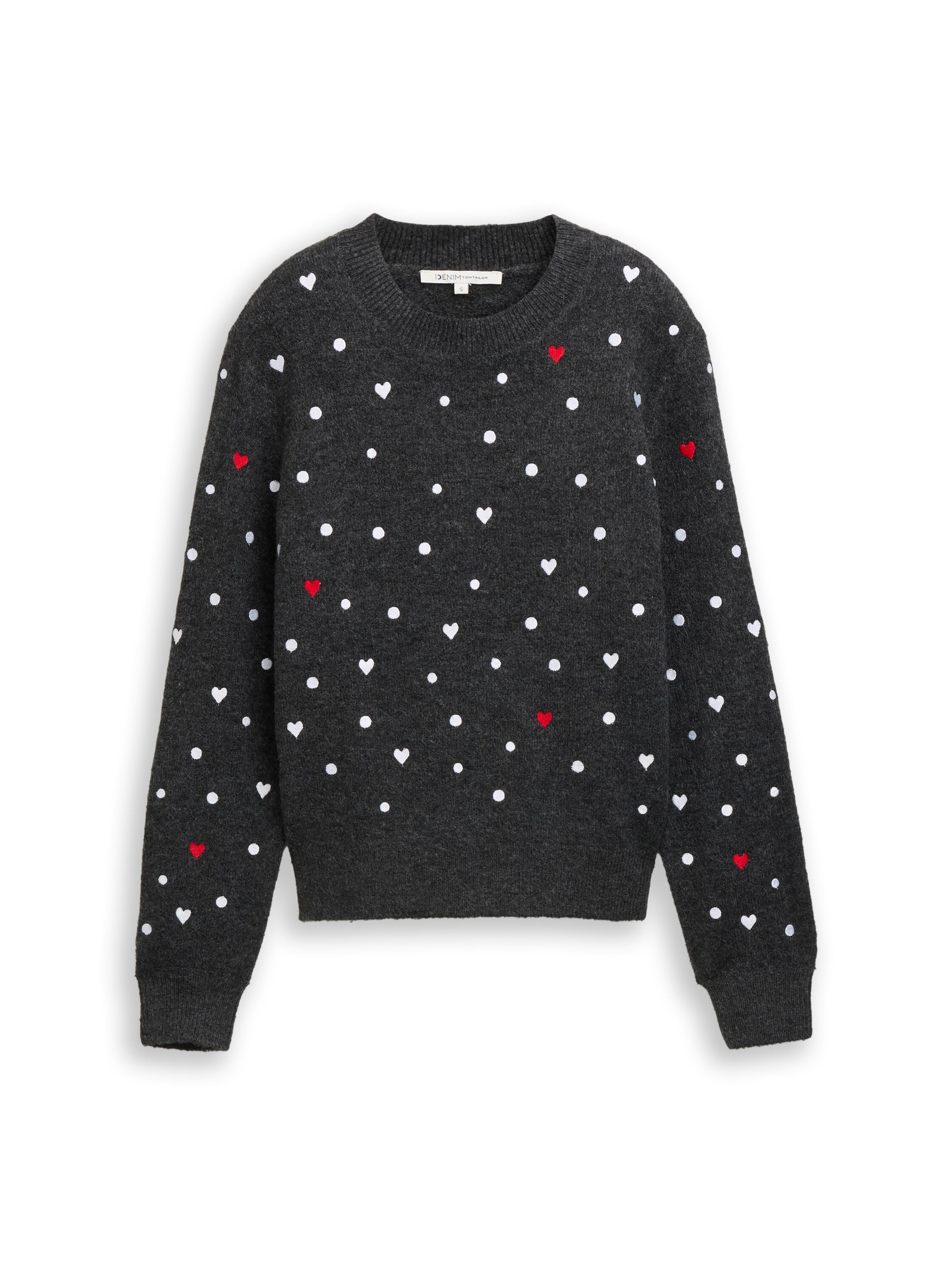 Tom Tailor Denim Female Pullover Herz- und Punkt-Stickereien