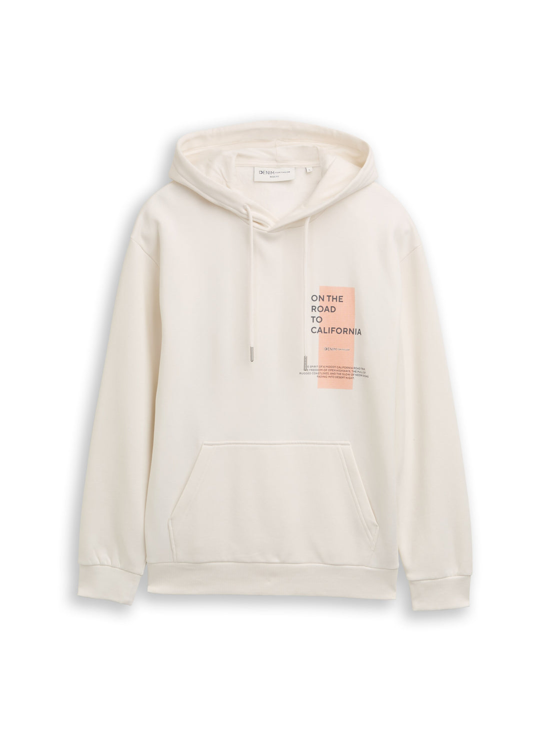 Tom Tailor Denim Herren Kapuzenpullover mit Print Kängurutasche Rippbündchen Baumwolle Polyester