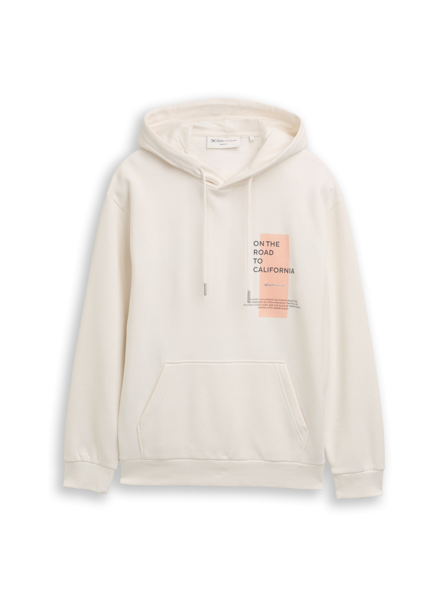 Tom Tailor Denim Herren Kapuzenpullover mit Print Kängurutasche Rippbündchen Baumwolle Polyester