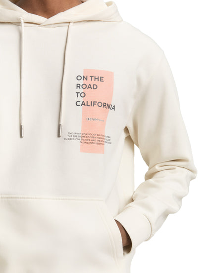 Tom Tailor Denim Herren Kapuzenpullover mit Print Kängurutasche Rippbündchen Baumwolle Polyester