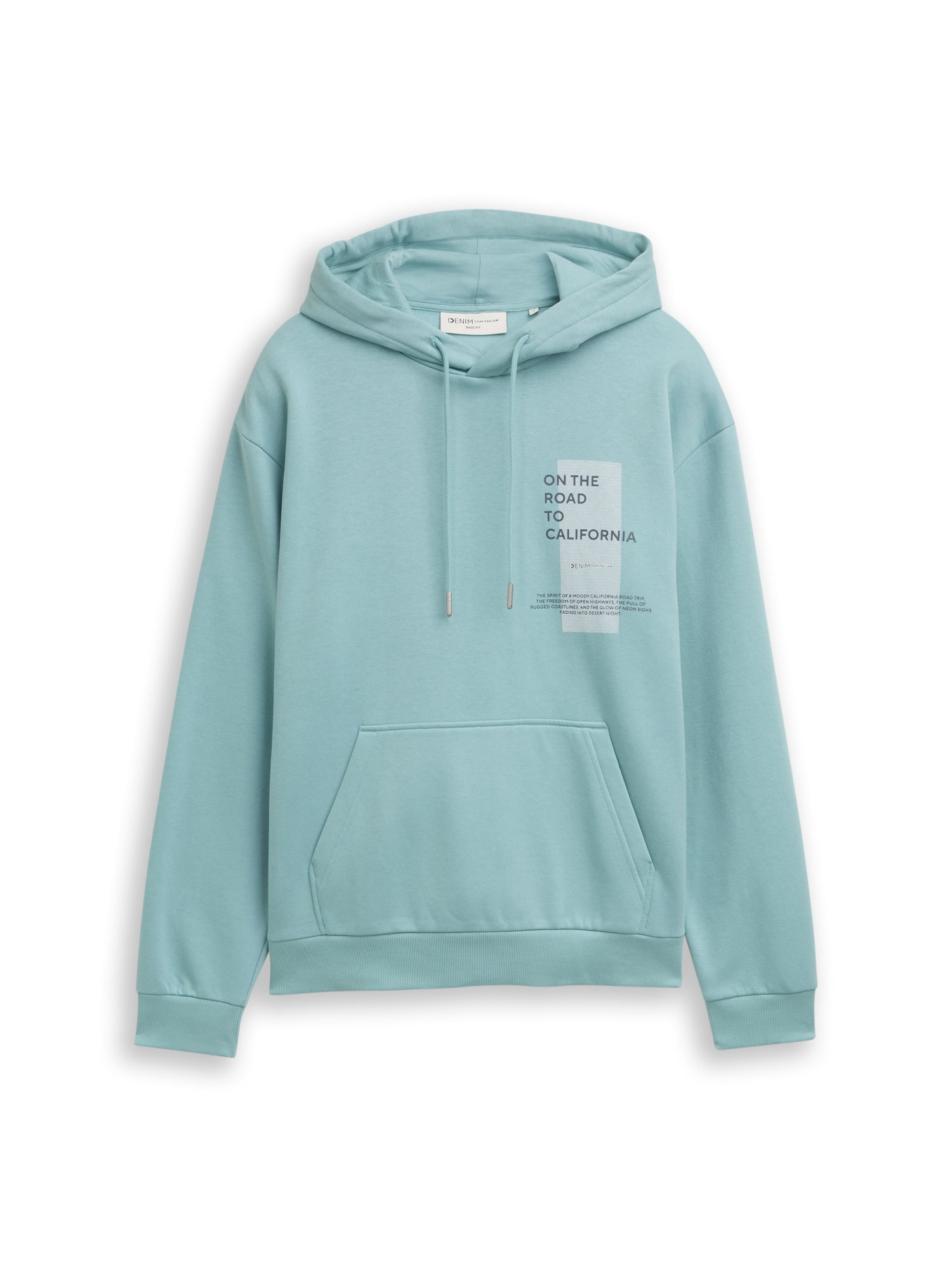 Tom Tailor Denim Herren Kapuzenpullover mit Print Kängurutasche Rippbündchen Baumwolle Polyester