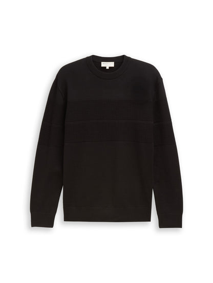 Tom Tailor Denim Herren Pullover Struktur Rippbündchen Baumwolle