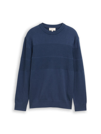 Tom Tailor Denim Herren Pullover Struktur Rippbündchen Baumwolle