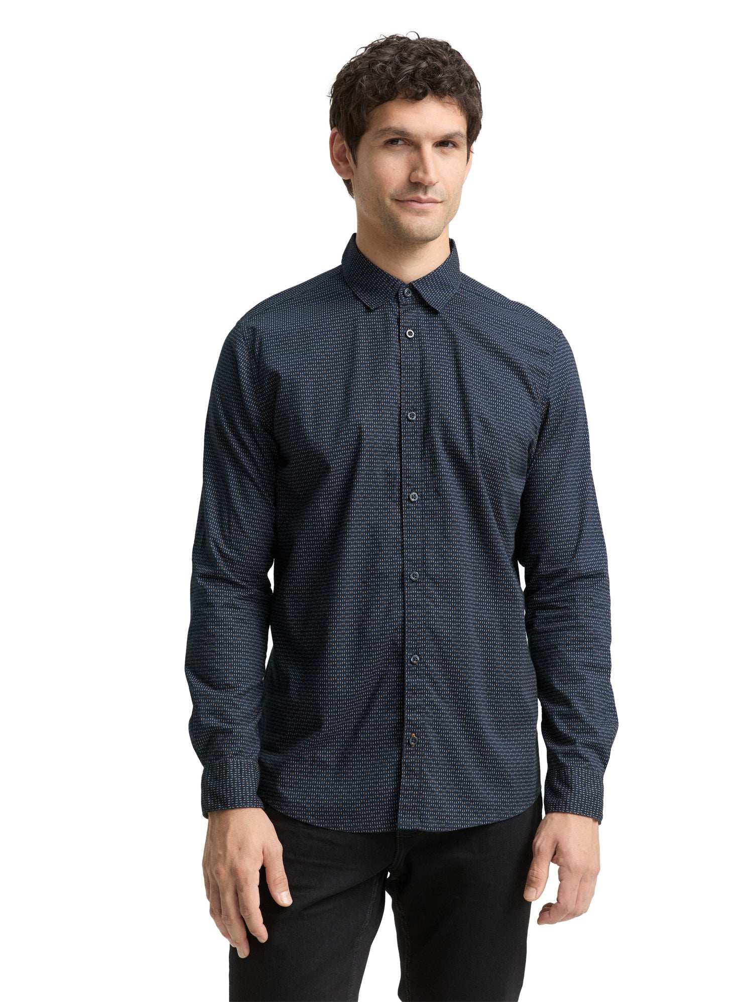 Tom Tailor Denim Herren Hemd Spike Design Popeline-Baumwolle