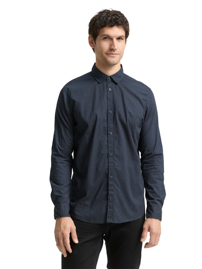 Tom Tailor Denim Herren Hemd Spike Design Popeline-Baumwolle