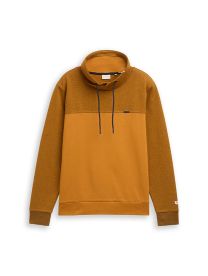 Sweatshirt Herren Zweigeteilter Look Logo-Badge Kordelzug