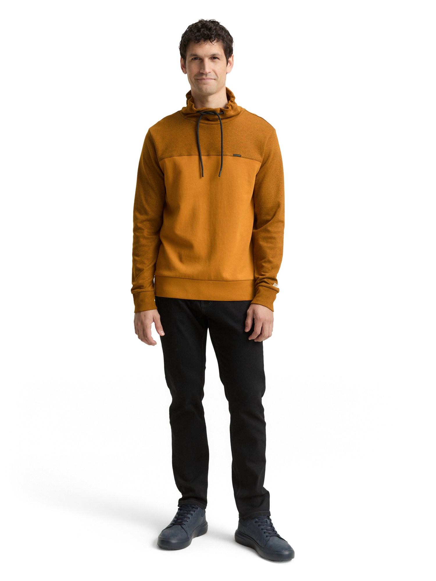 Sweatshirt Herren Zweigeteilter Look Logo-Badge Kordelzug