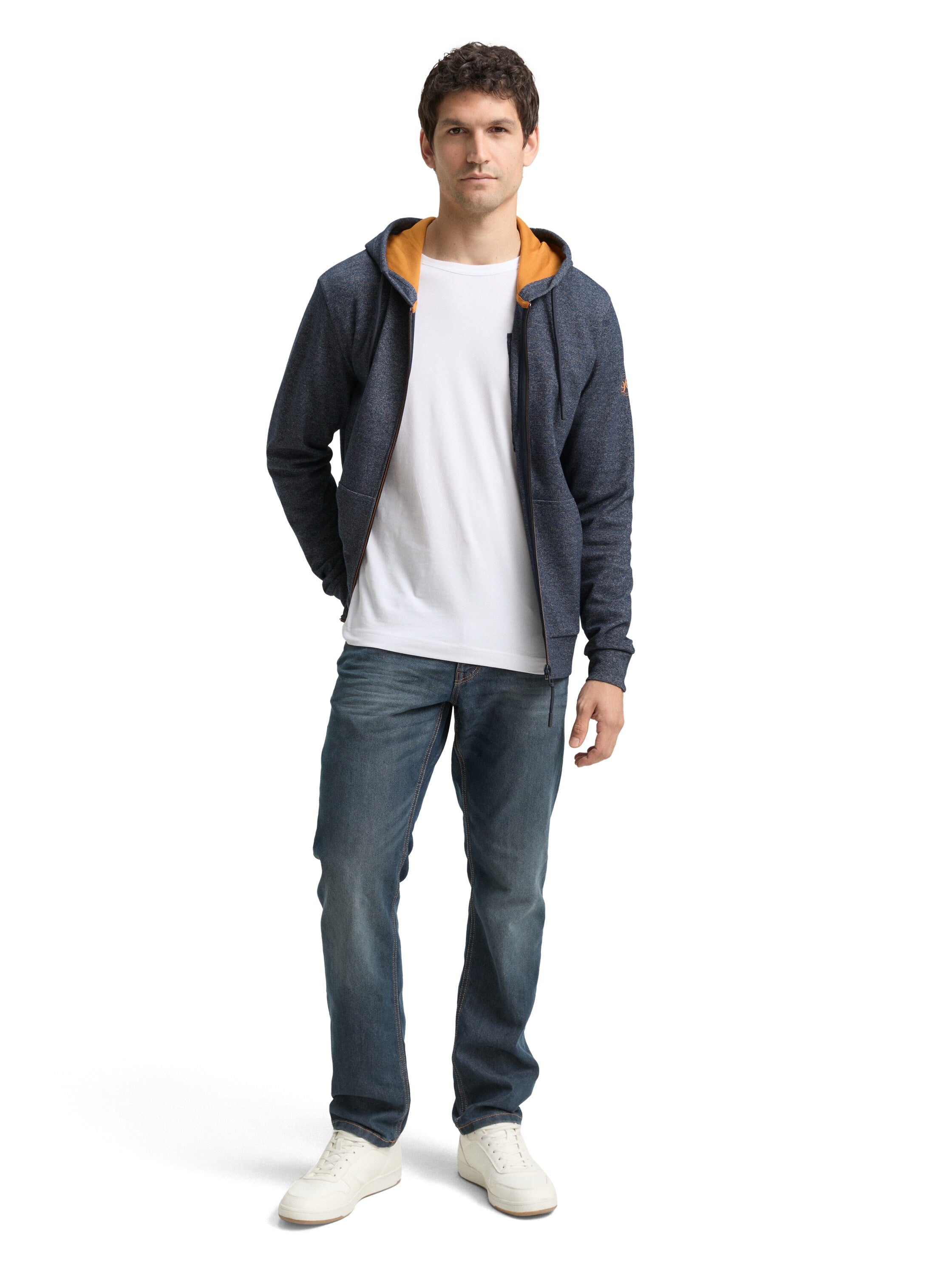 Tom Tailor Herren Sweatshirtjacke mit Kapuze und Streifenmuster