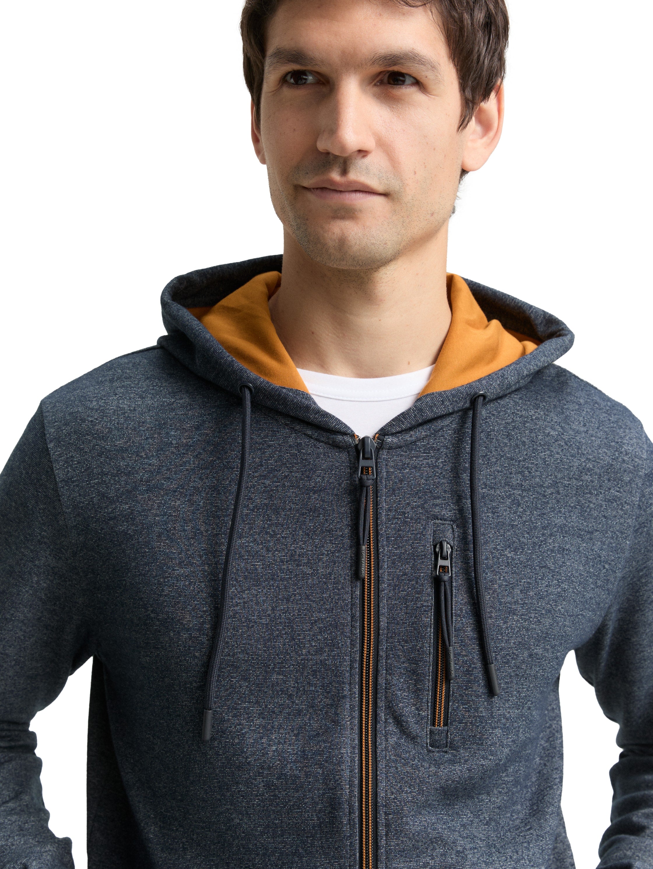 Tom Tailor Herren Sweatshirtjacke mit Kapuze und Streifenmuster