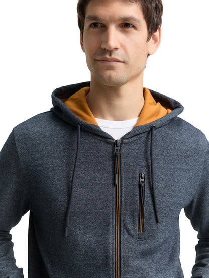 Tom Tailor Herren Sweatshirtjacke mit Kapuze und Streifenmuster