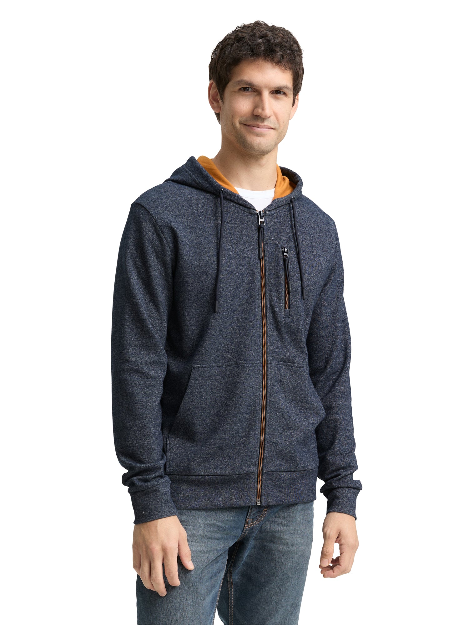 Tom Tailor Herren Sweatshirtjacke mit Kapuze und Streifenmuster