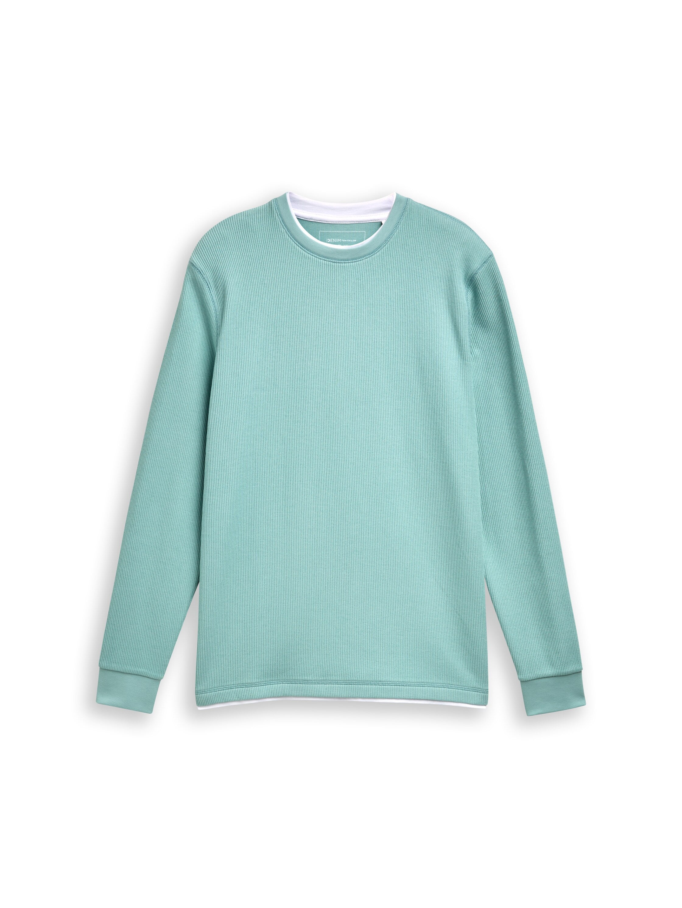 Tom Tailor Denim Herren Longsleeve Ripp 2-in-1 Baumwolle