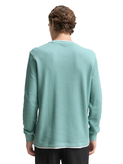 Tom Tailor Denim Herren Longsleeve Ripp 2-in-1 Baumwolle