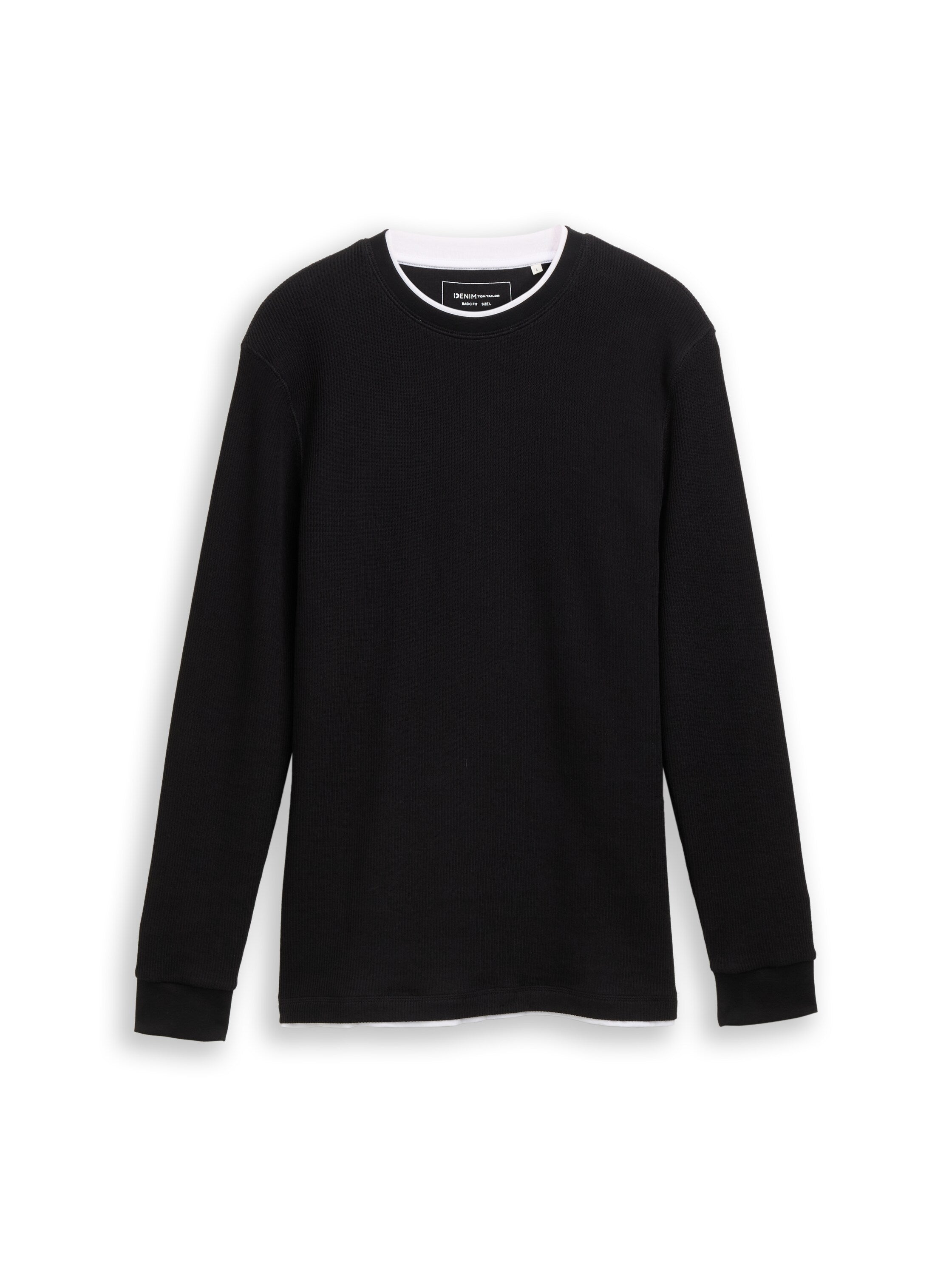 Tom Tailor Denim Herren Longsleeve Ripp 2-in-1 Baumwolle