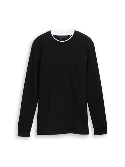 Tom Tailor Denim Herren Longsleeve Ripp 2-in-1 Baumwolle