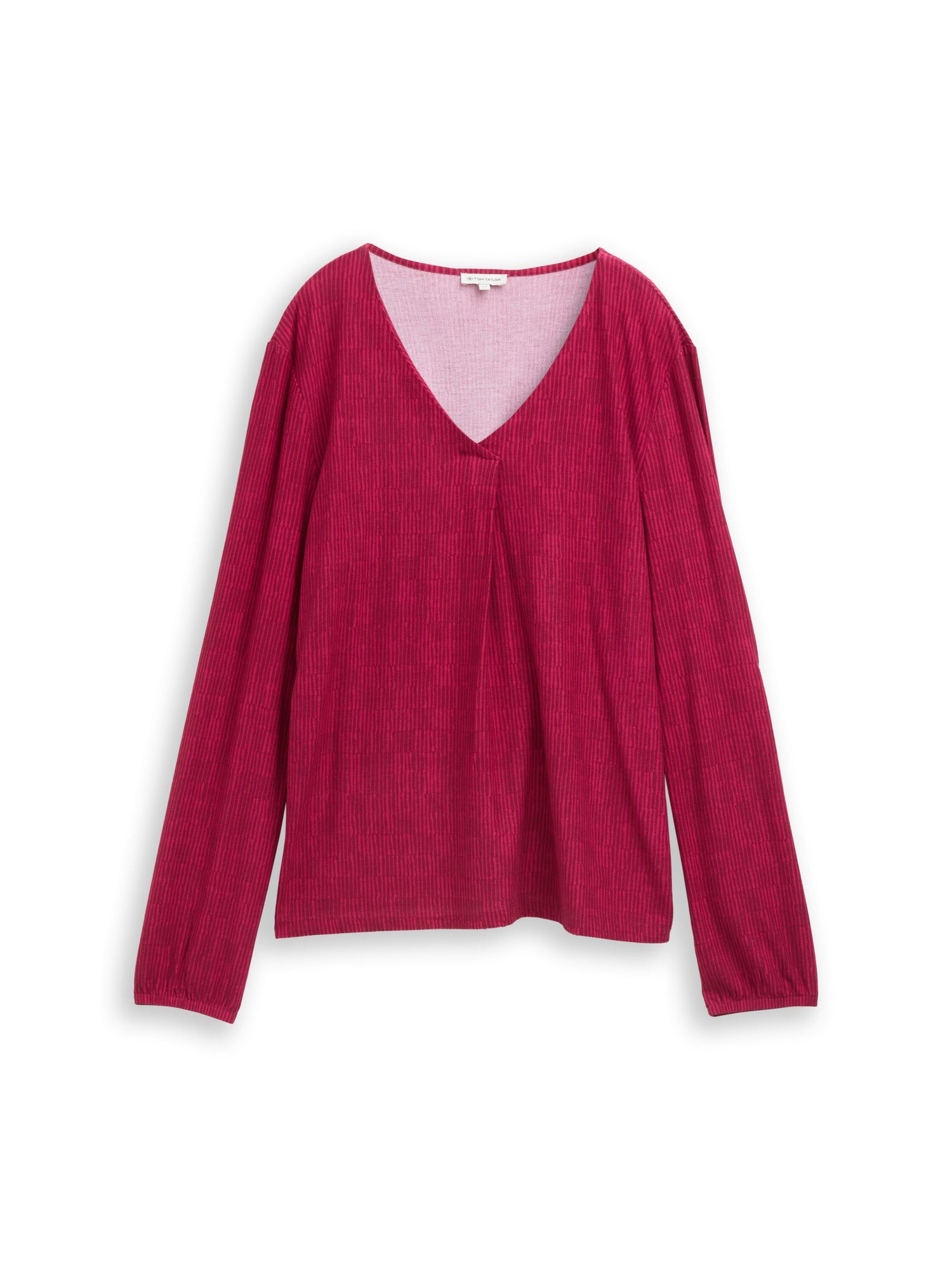 Tom Tailor Gemustertes Longsleeve Damen V-Ausschnitt Krepp-Material