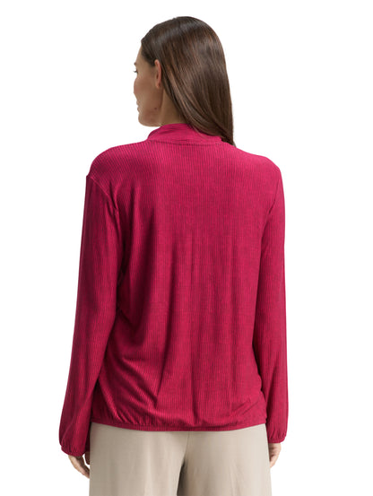 Tom Tailor Gemustertes Longsleeve Damen V-Ausschnitt Krepp-Material