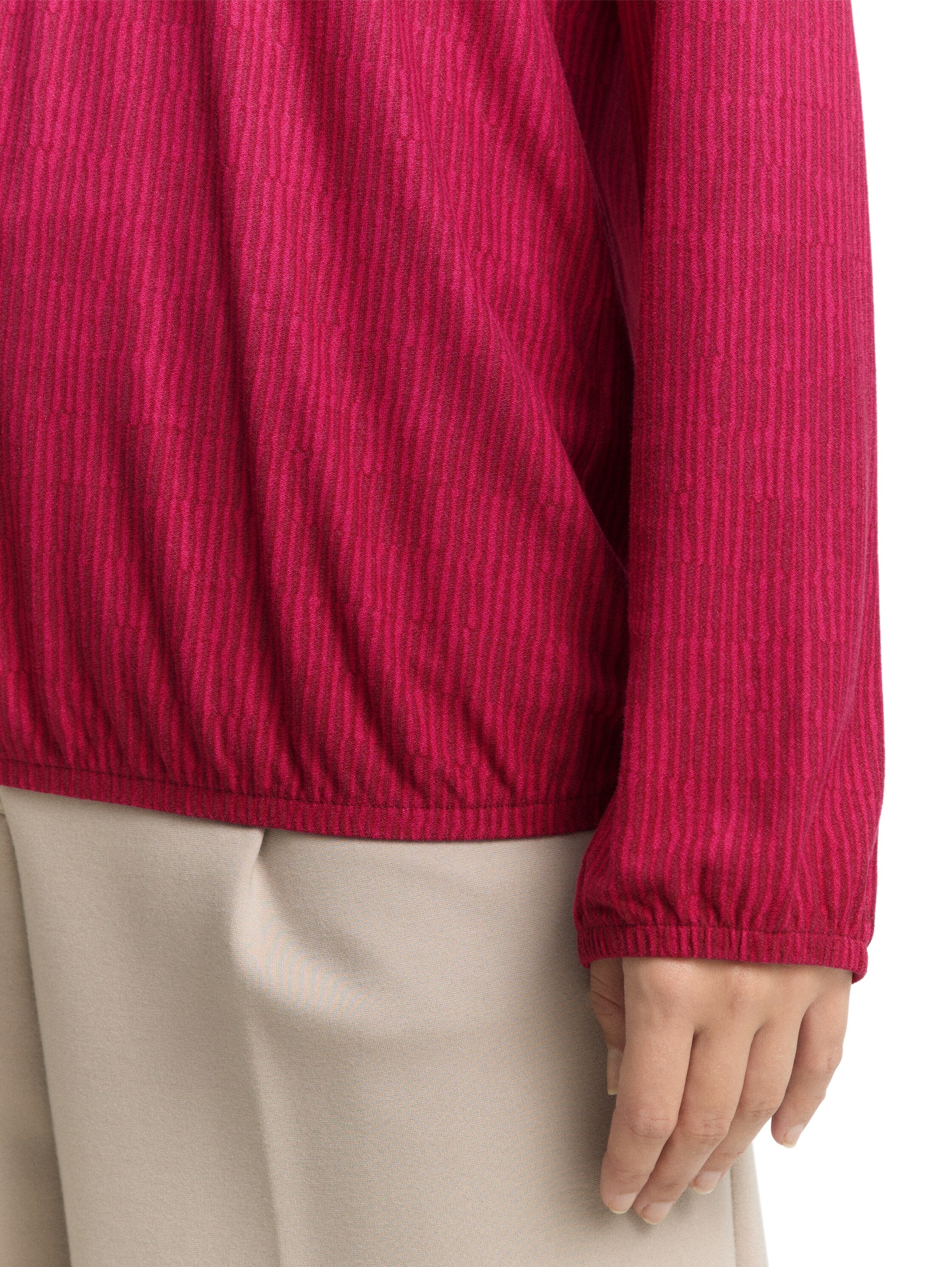 Tom Tailor Gemustertes Longsleeve Damen V-Ausschnitt Krepp-Material