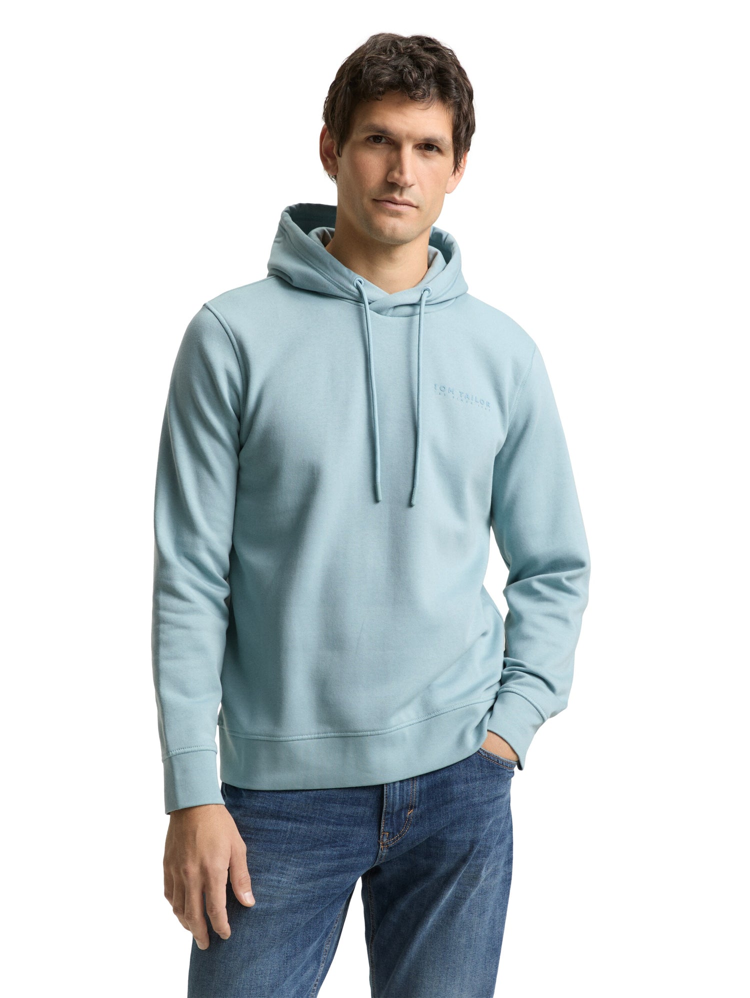 Tom Tailor Denim Male Herren Sweatshirt mit Kapuze Logo-Schriftzug Baumwolle Polyester