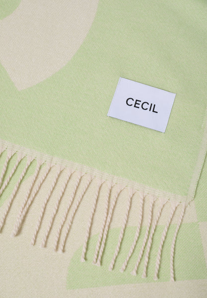 CECIL Damen Schal Wording Artwork Fransen Weich Gemütlich