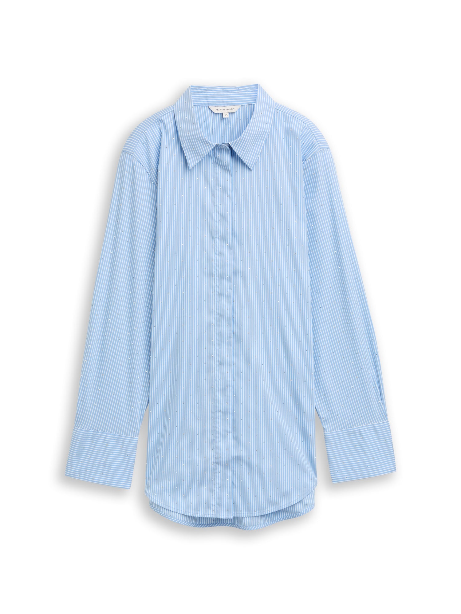 Tom Tailor Denim Female Hemdbluse mit Strasssteinen und verdeckter Knopfleiste