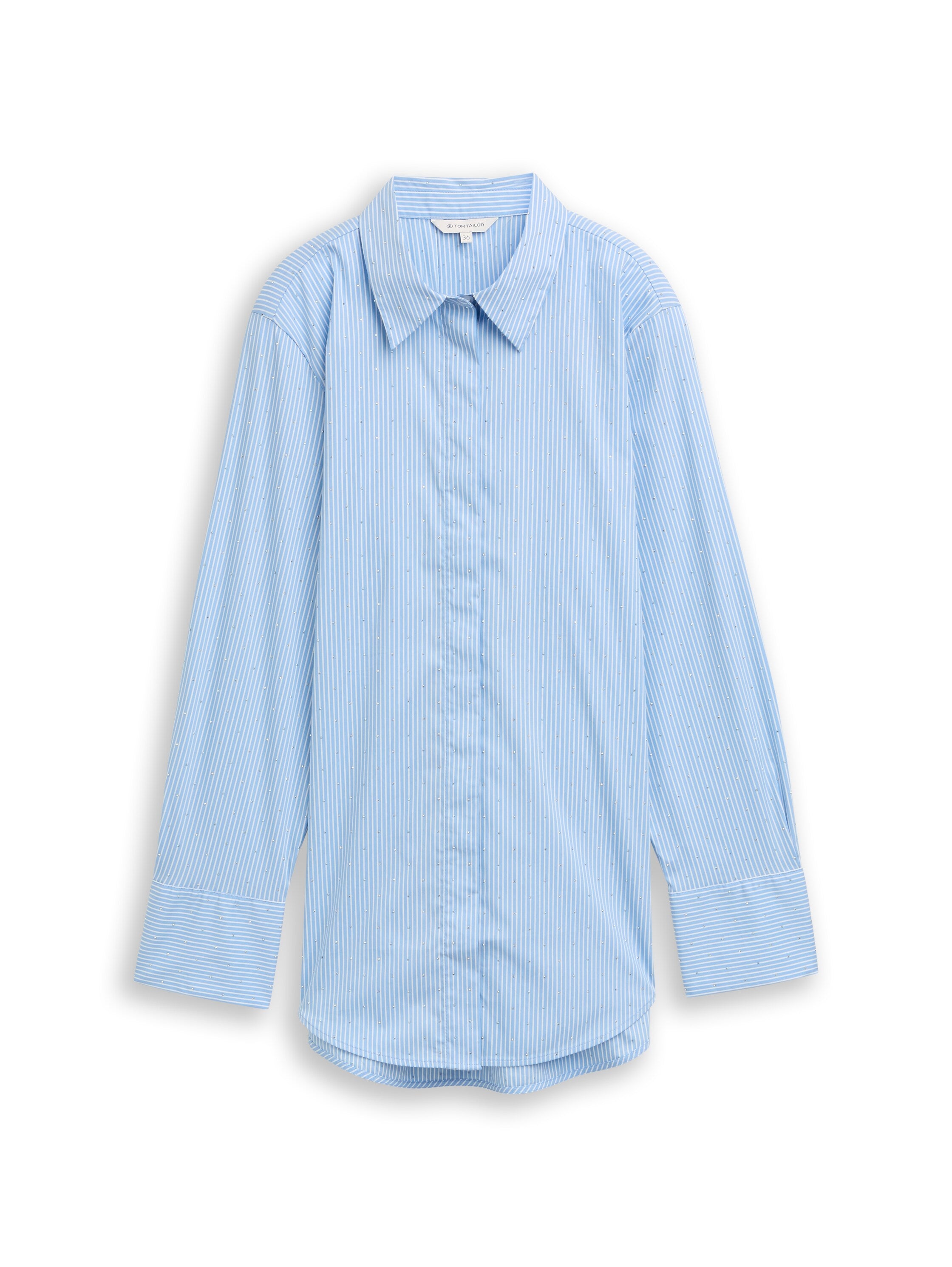 Tom Tailor Denim Female Hemdbluse mit Strasssteinen und verdeckter Knopfleiste