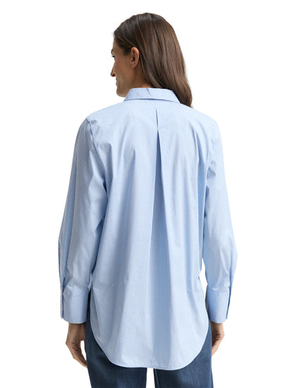 Tom Tailor Denim Female Hemdbluse mit Strasssteinen und verdeckter Knopfleiste